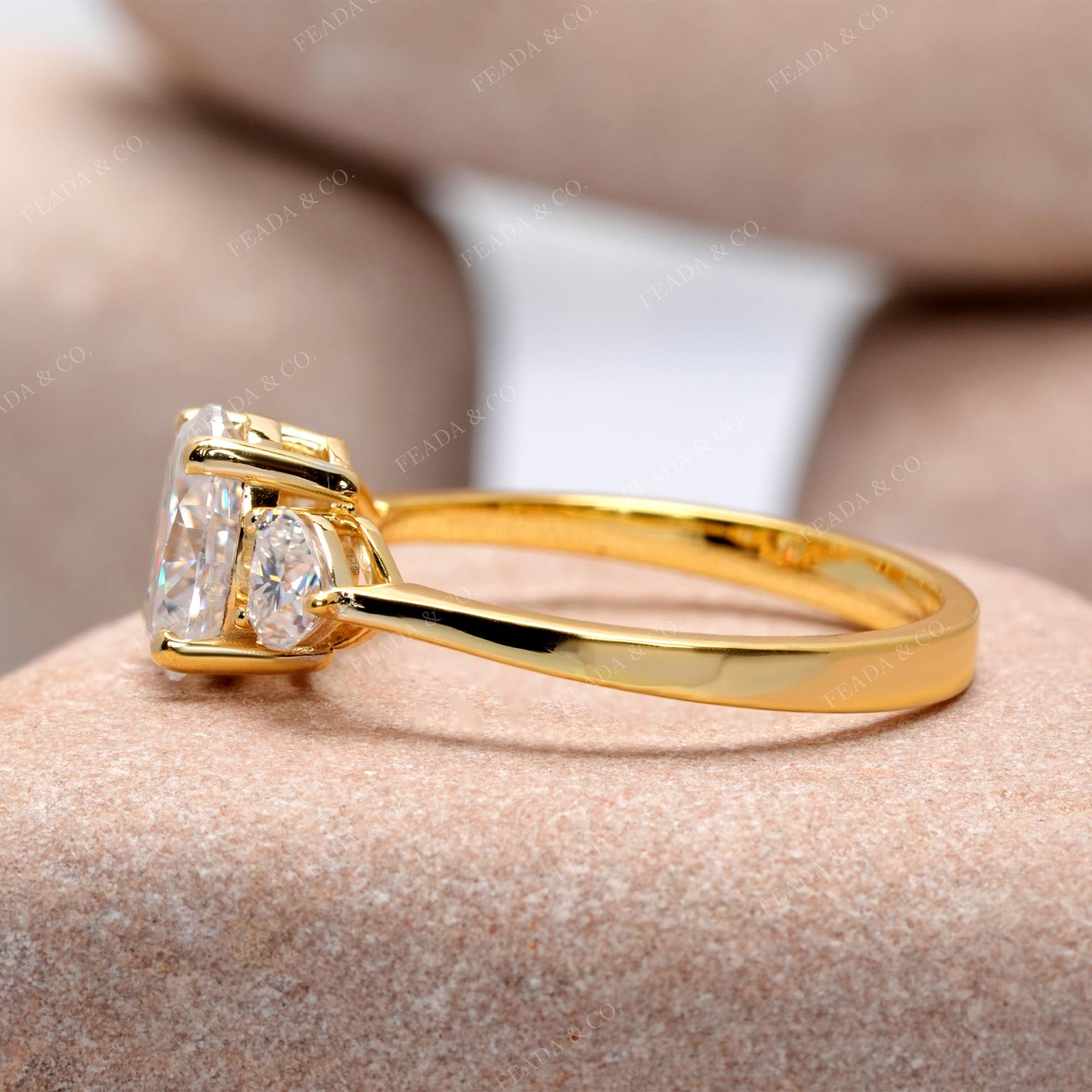 Oval, Heart Cut Colorless Engagement Ring