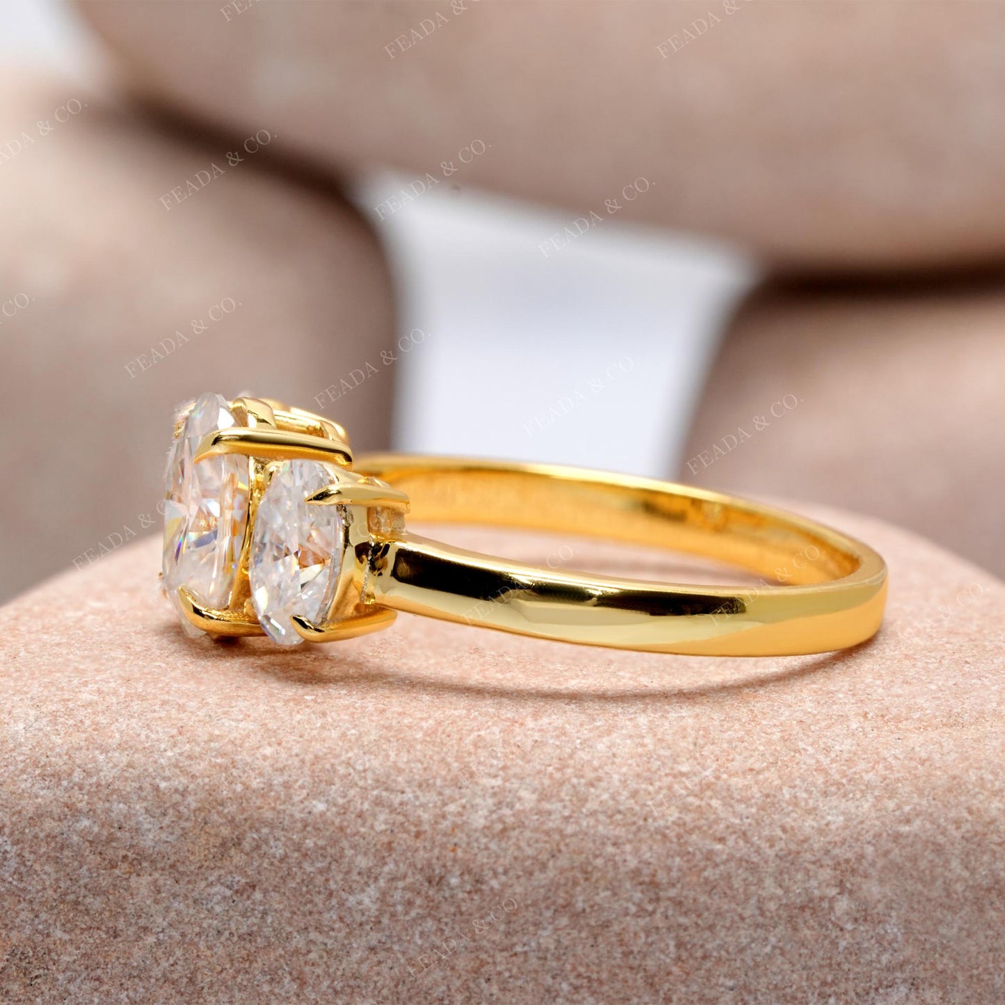 Oval Cut Colorless Engagement Ring