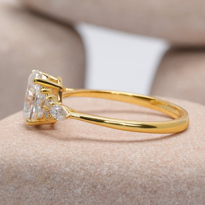 Round, Oval, Marquise Cut Colorless Engagement Ring
