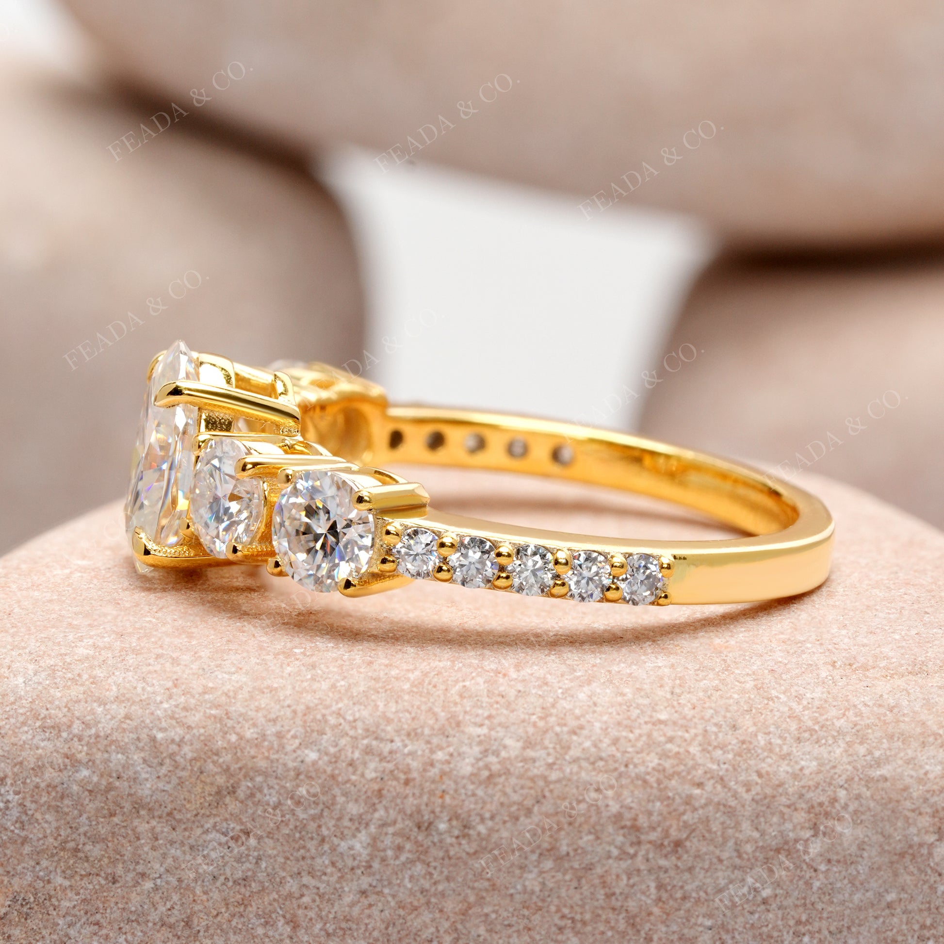Round, Oval Cut Colorless Engagement Ring