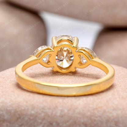 Oval, Heart Cut Colorless Engagement Ring