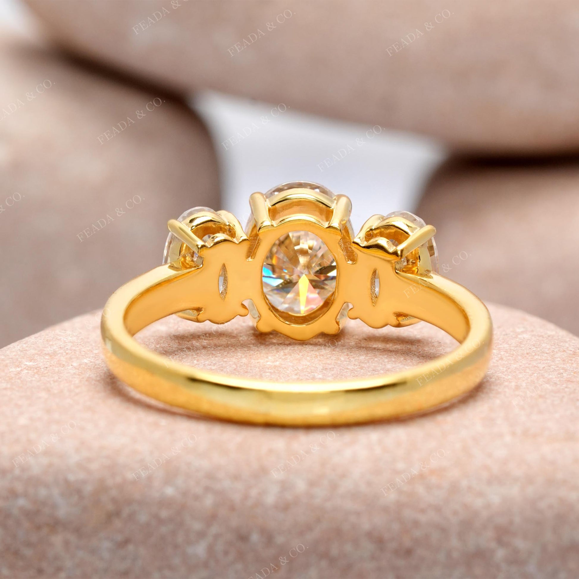 Oval Cut Colorless Engagement Ring
