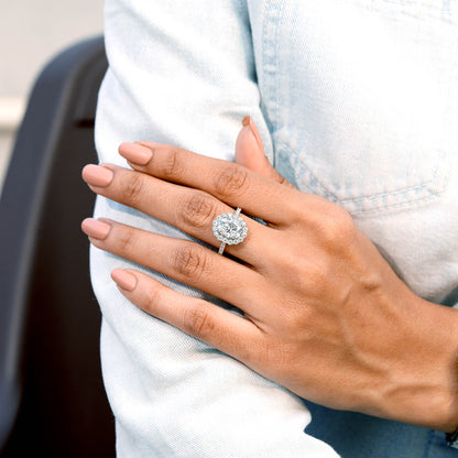Round, Oval Cut Colorless Engagement Ring