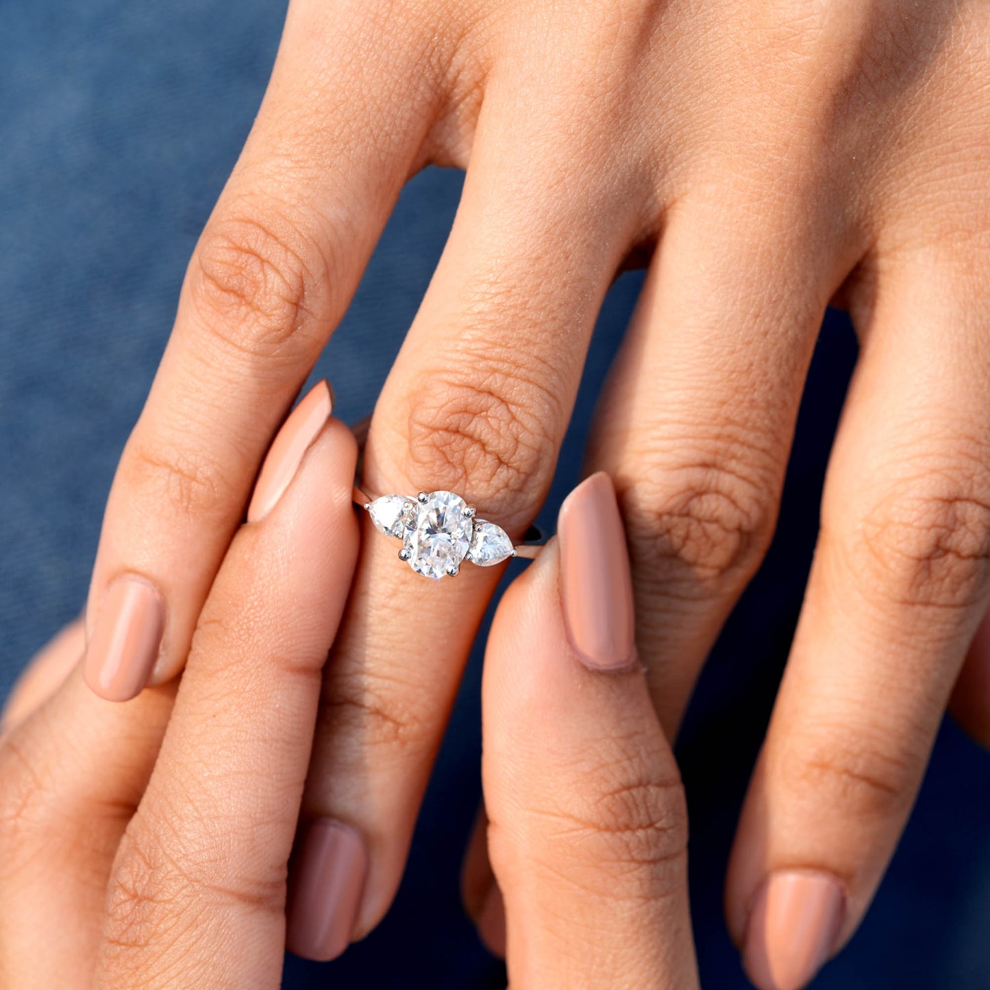 Oval, Heart Cut Colorless Engagement Ring