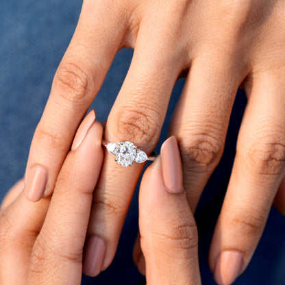 Oval, Heart Cut Colorless Engagement Ring