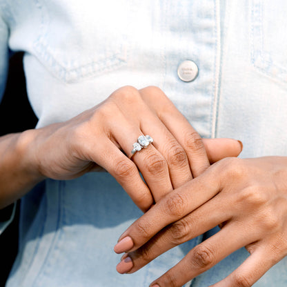 Oval Cut Colorless Engagement Ring