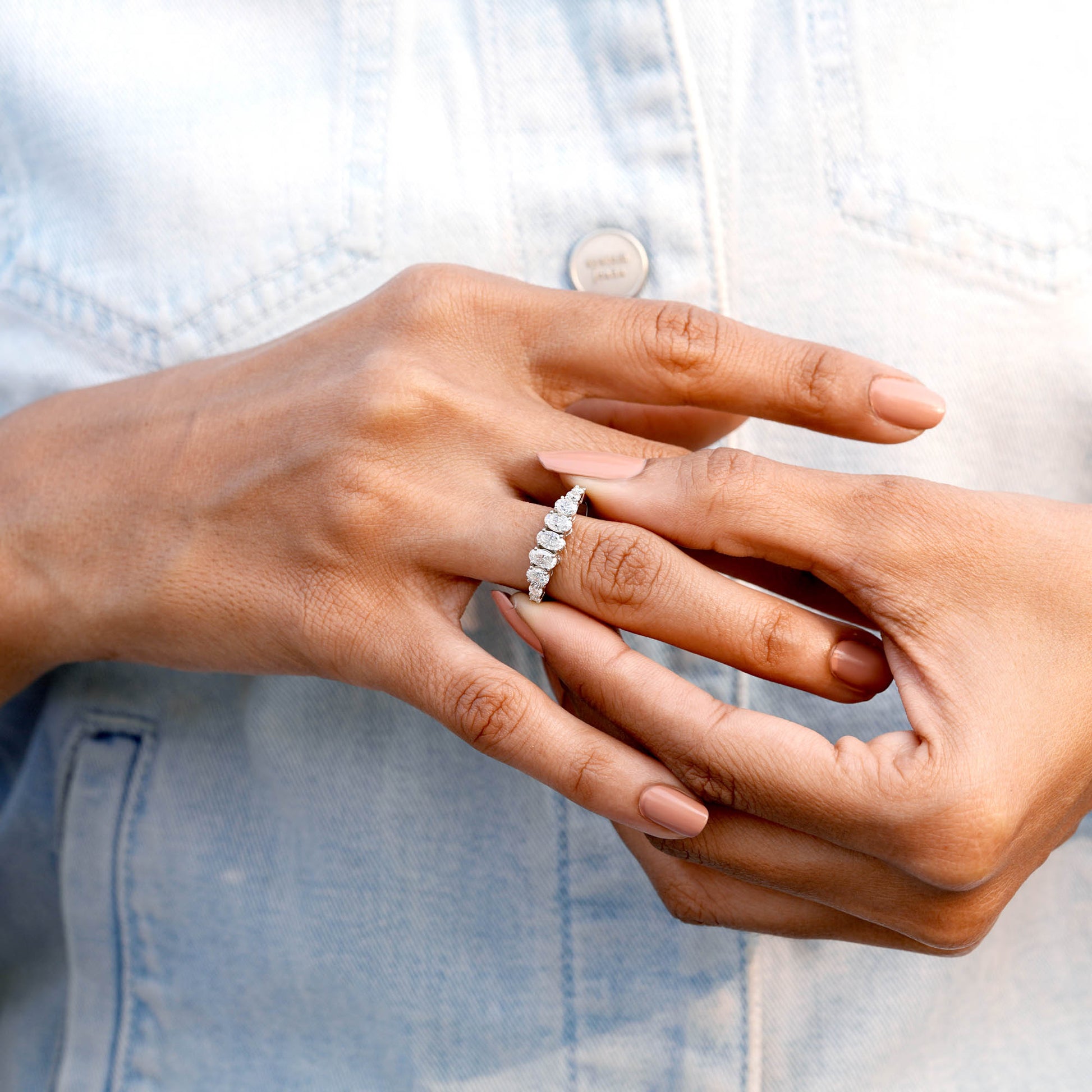 Round, Oval Cut Colorless Engagement Ring