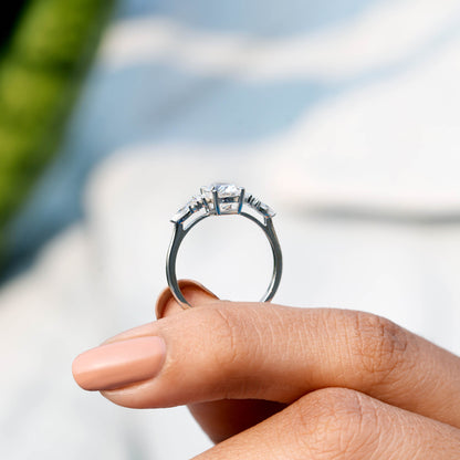 Round, Oval, Marquise Cut Colorless Engagement Ring