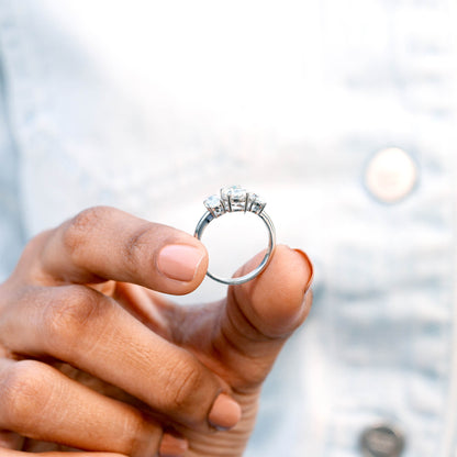 Oval Cut Colorless Engagement Ring