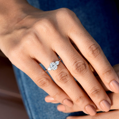 Oval, Heart Cut Colorless Engagement Ring