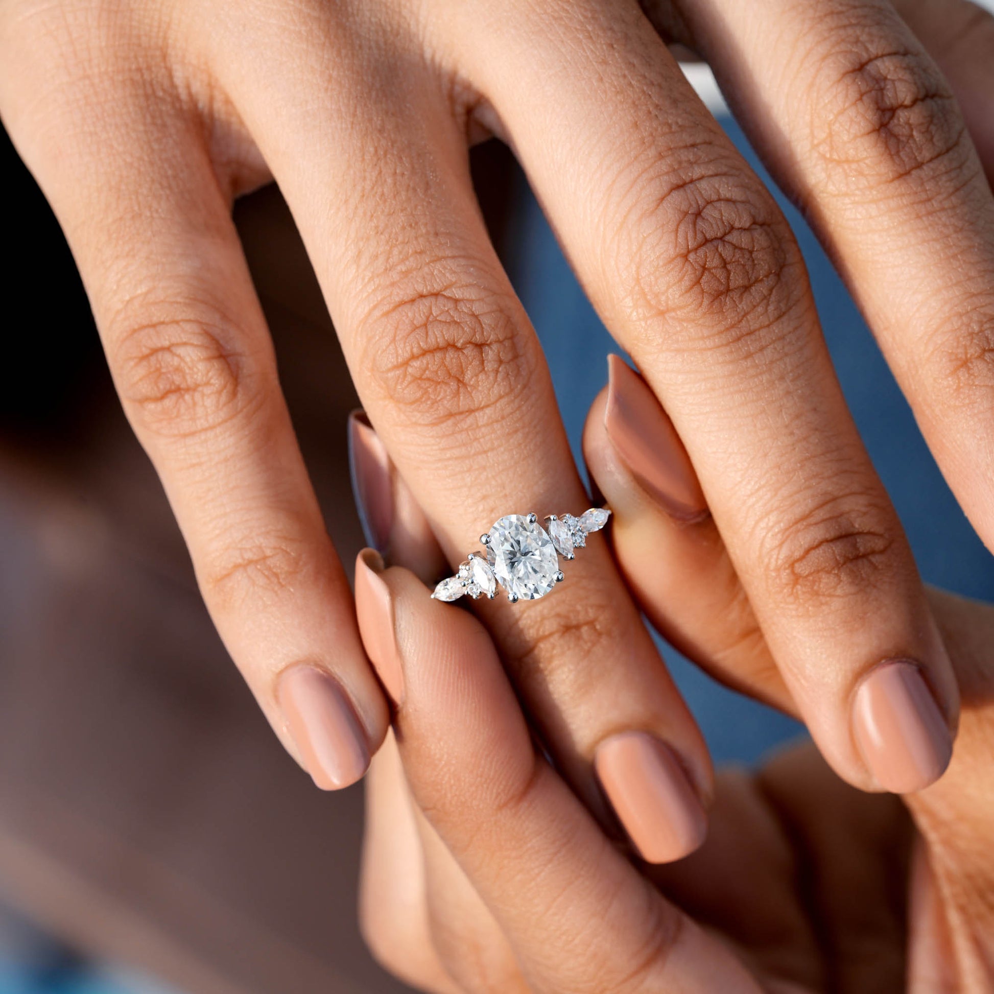 Round, Oval, Marquise Cut Colorless Engagement Ring
