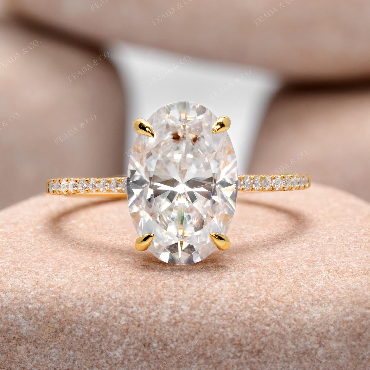 Round, Oval Cut Colorless Engagement Ring