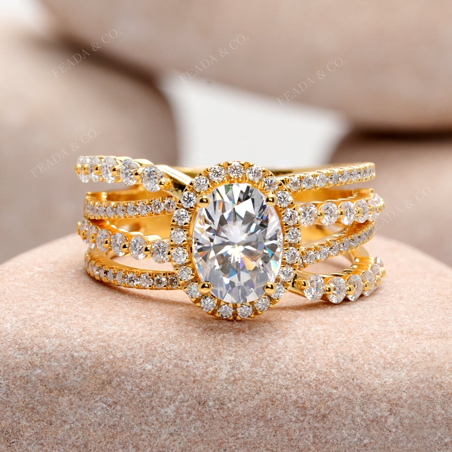 Round, Oval Cut Colorless Engagement Ring