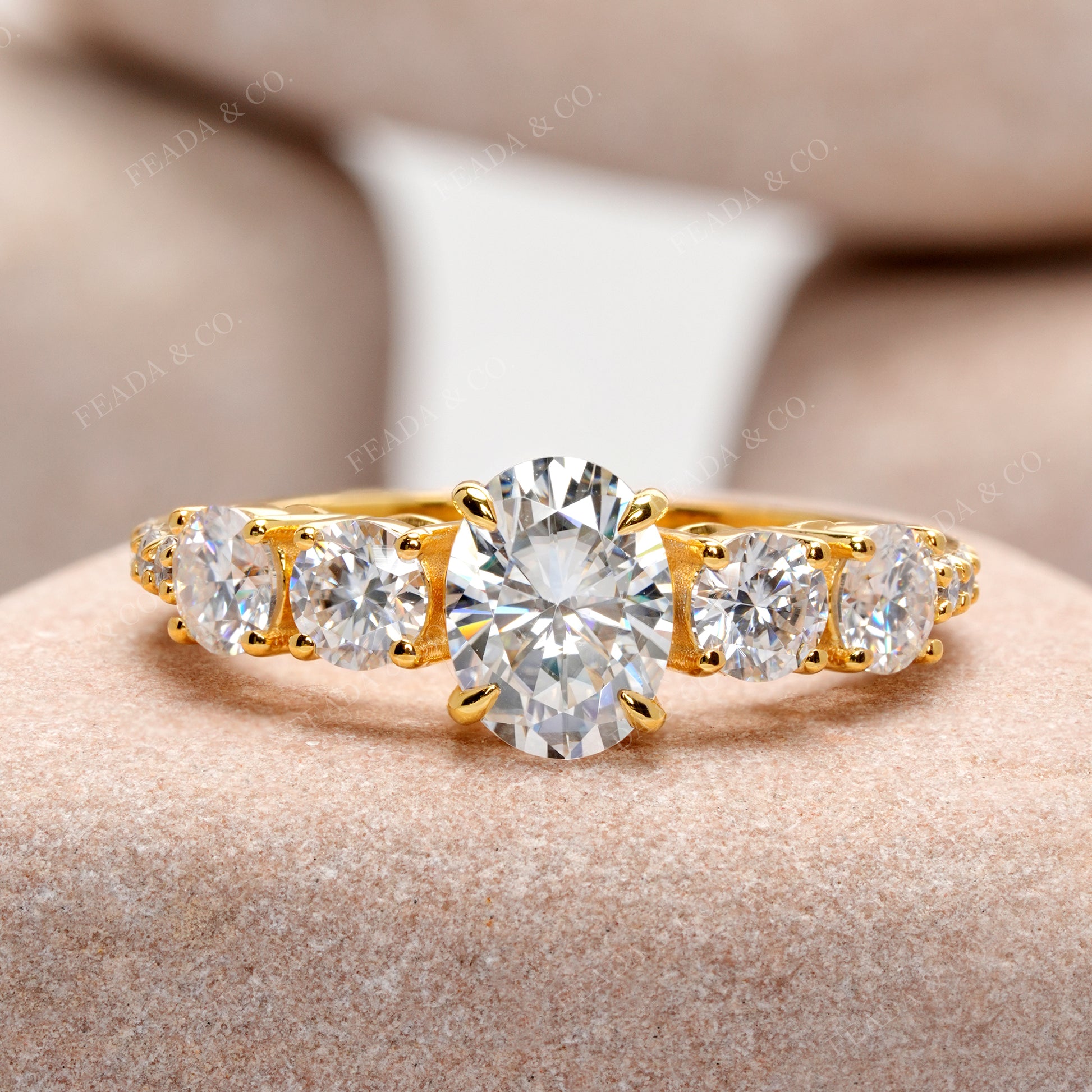 Round, Oval Cut Colorless Engagement Ring