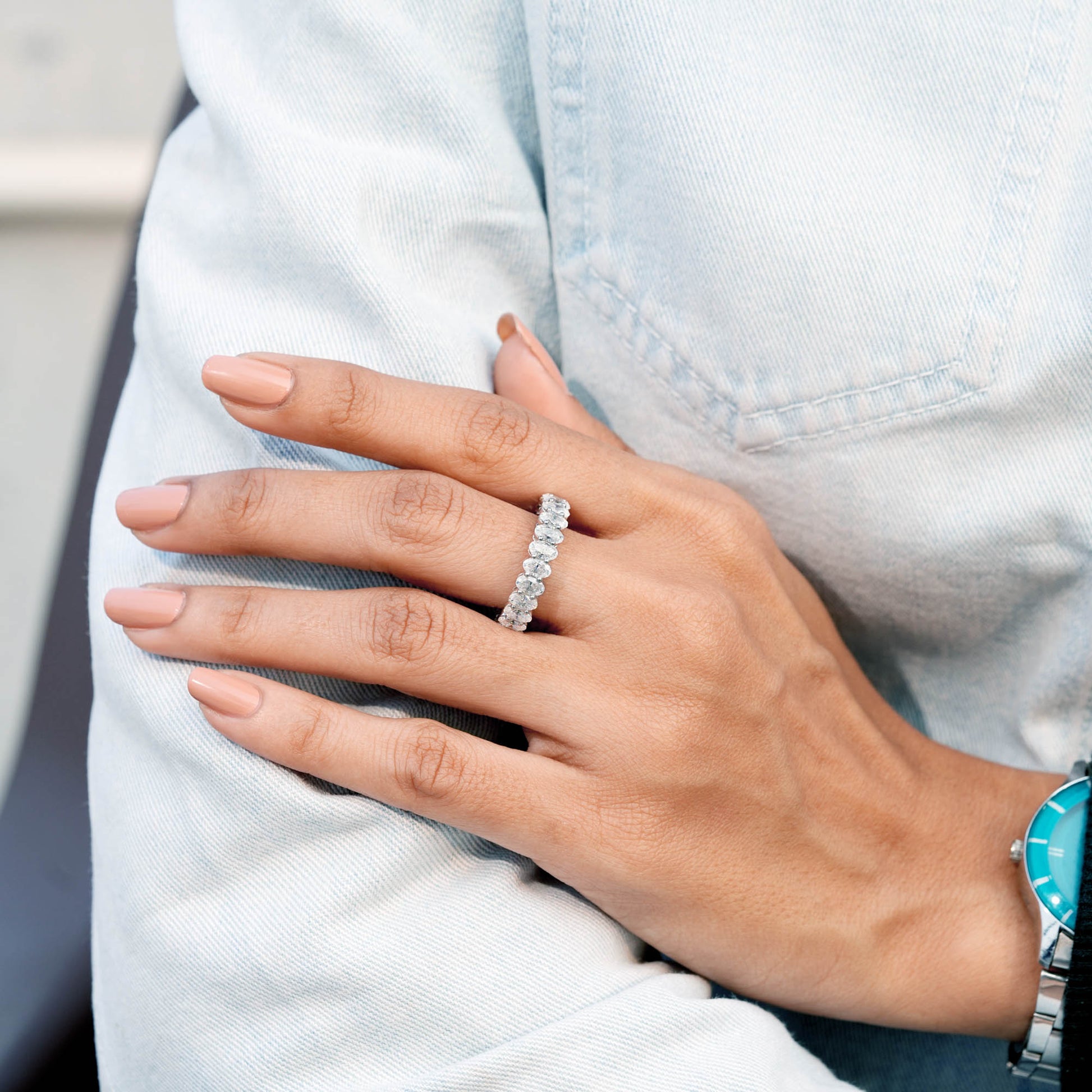 Oval Cut Colorless Engagement Ring