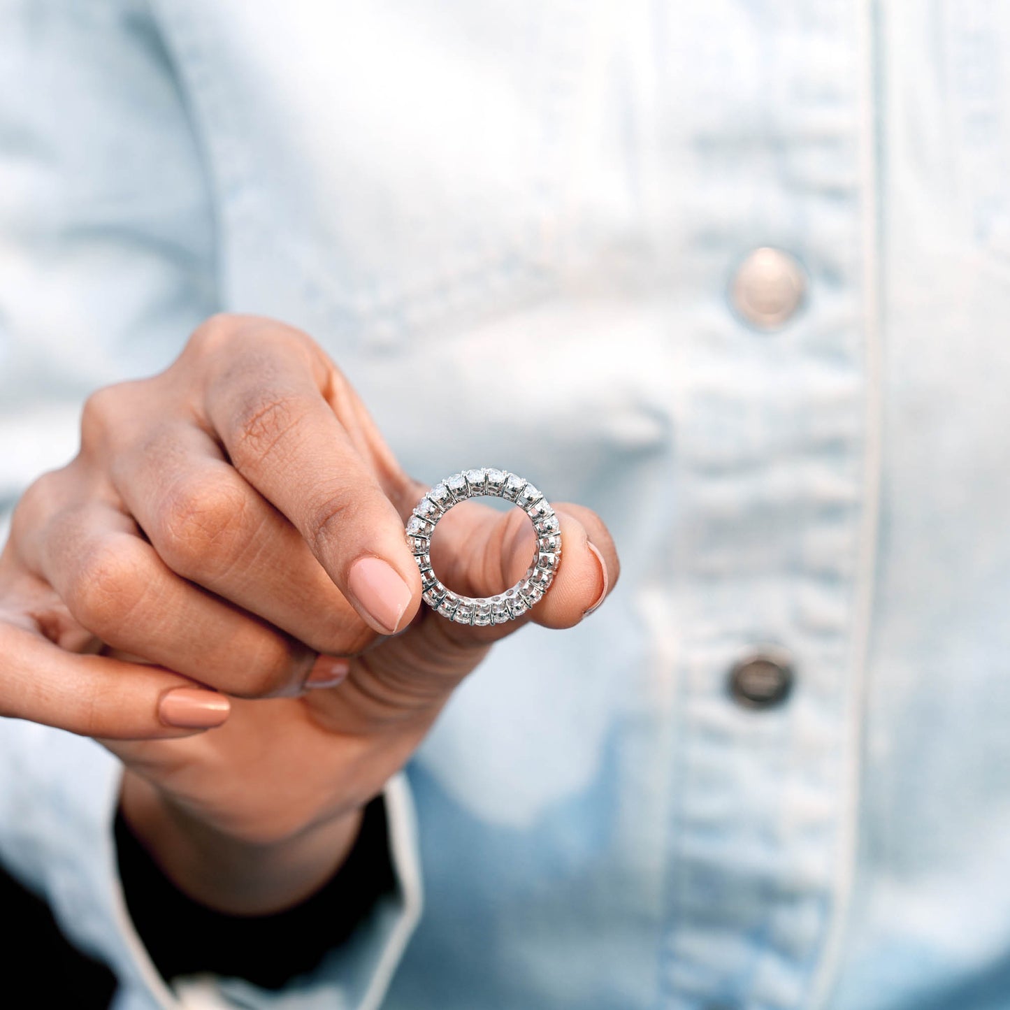 Oval Cut Colorless Engagement Ring