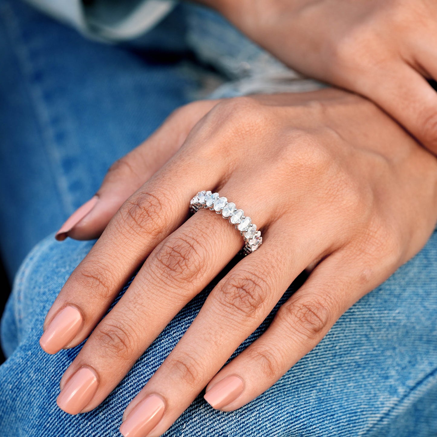 Oval Cut Colorless Engagement Ring
