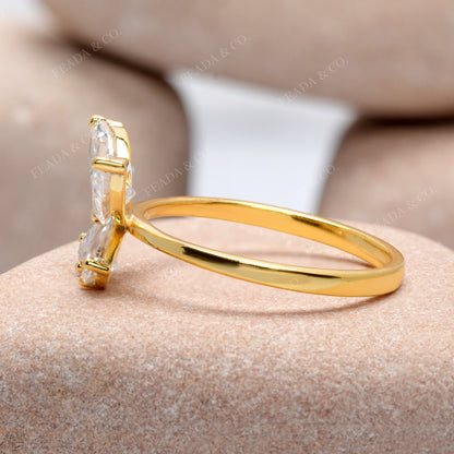 Pear, Marquise Diamond Butterfly Open Ring