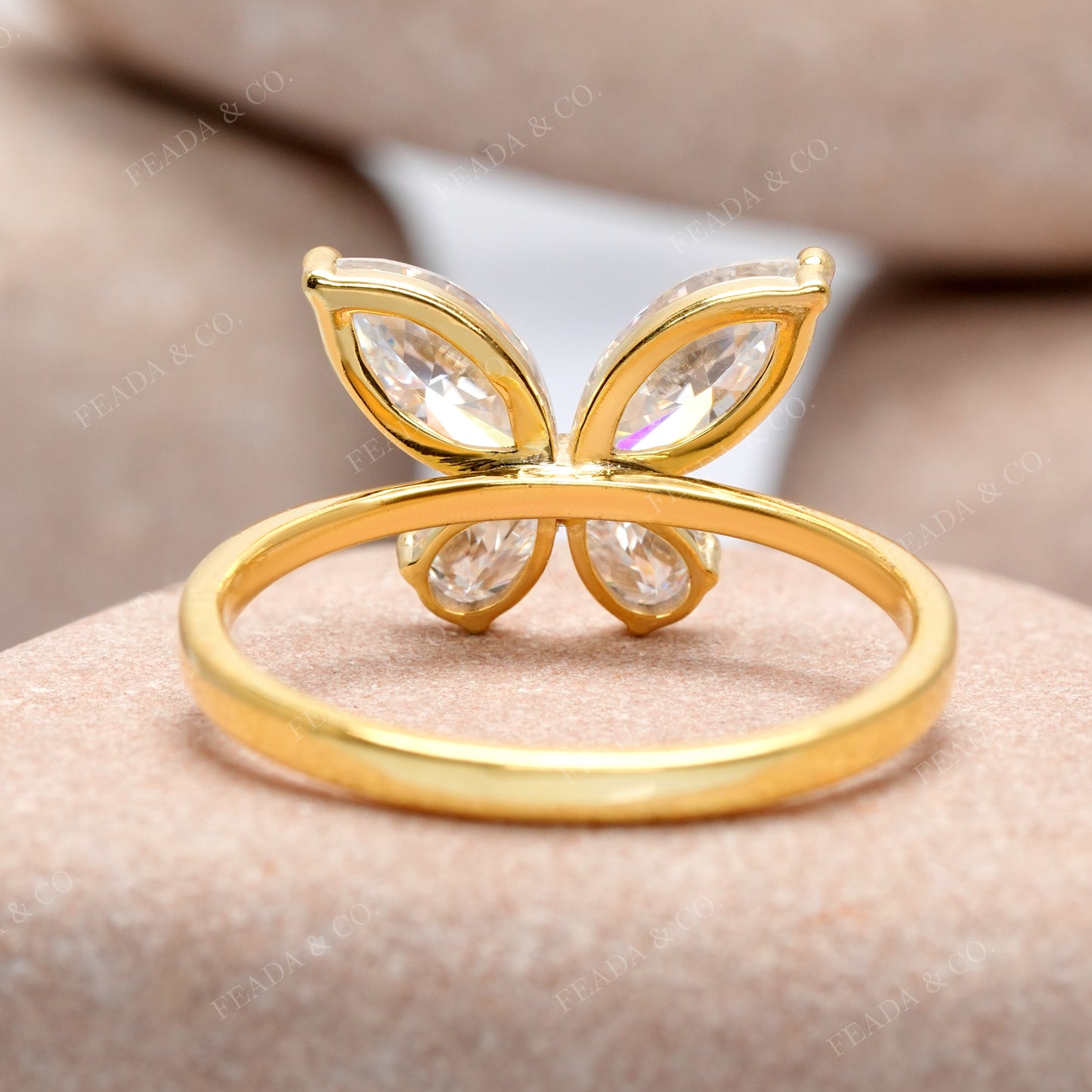 Pear, Marquise Diamond Butterfly Open Ring