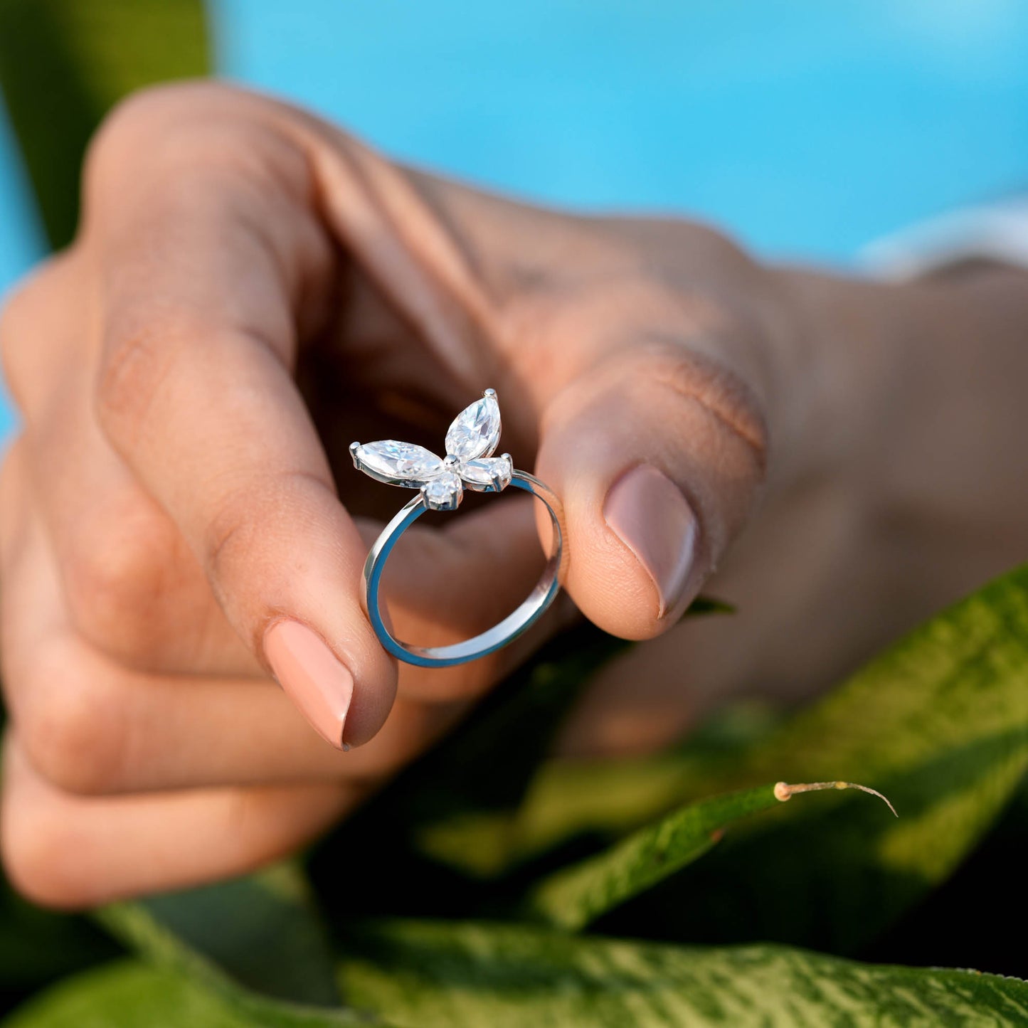 Pear, Marquise Diamond Butterfly Open Ring
