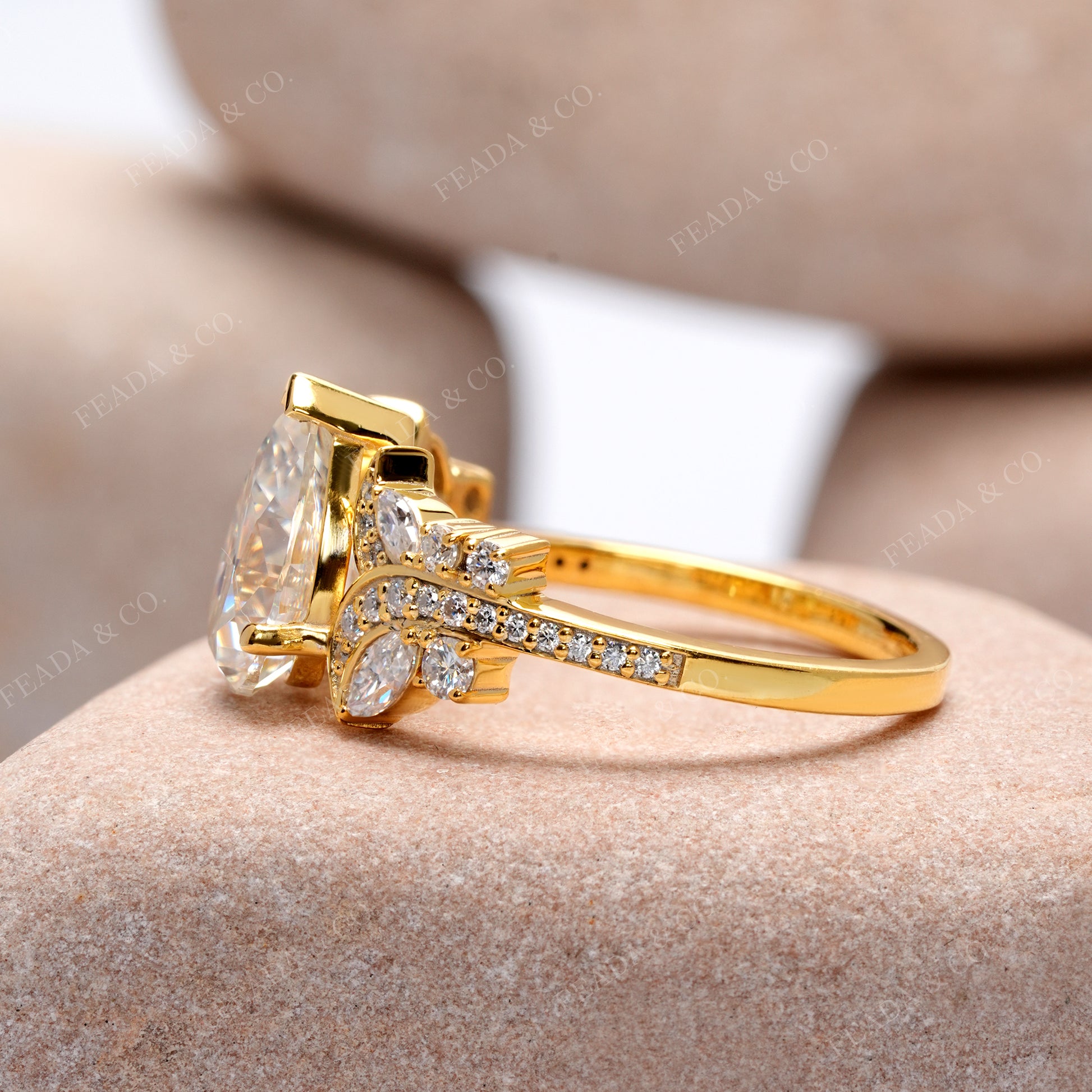 Marquise, Pear, Round Cut Colorless Engagement Ring