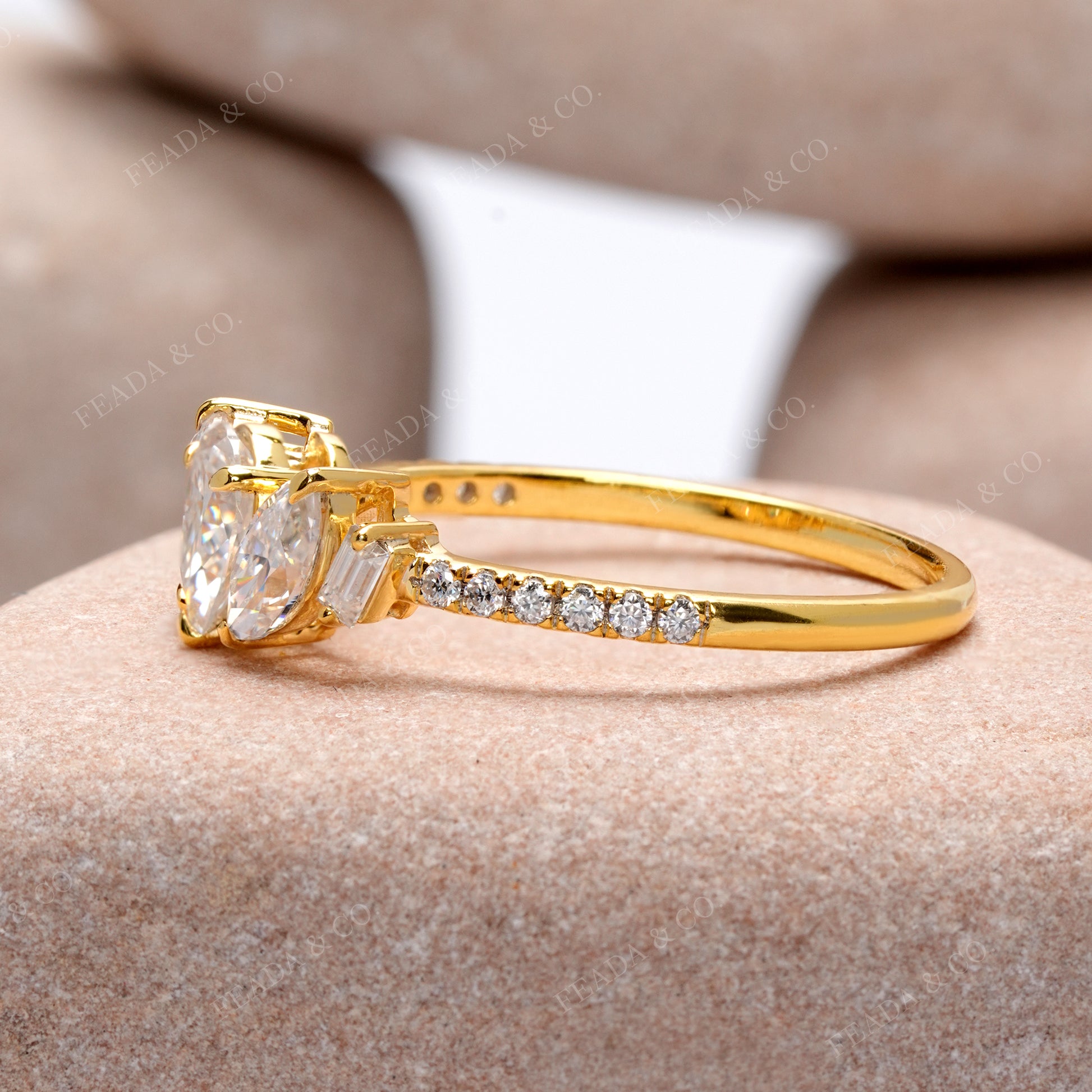 Pear Diamond Premium Three Stone Engagement Ring