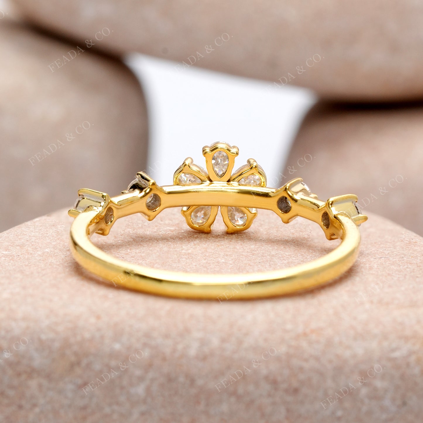 Pear Diamond Premium Floral Ring
