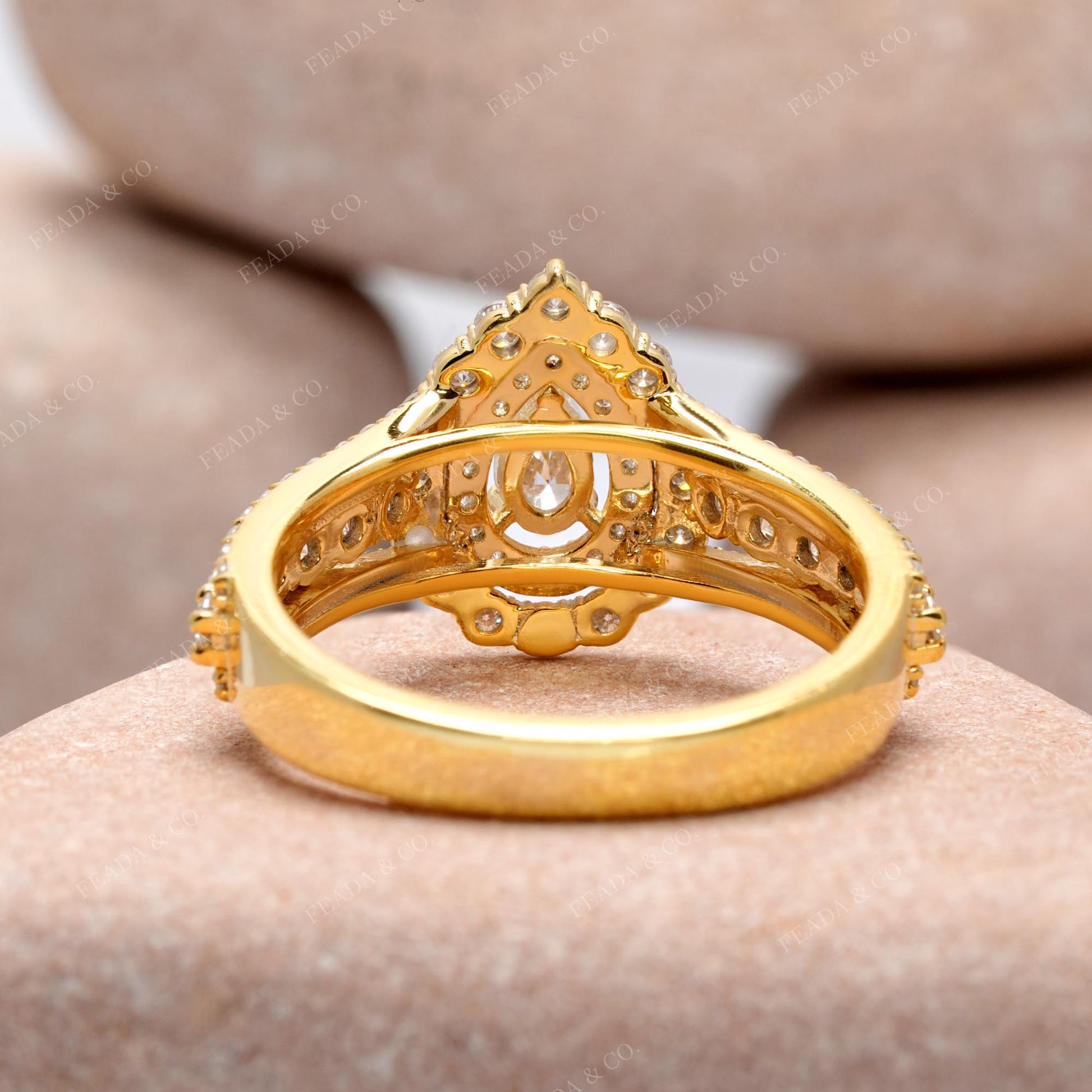 Pear, Round Cut Colorless Engagement Ring