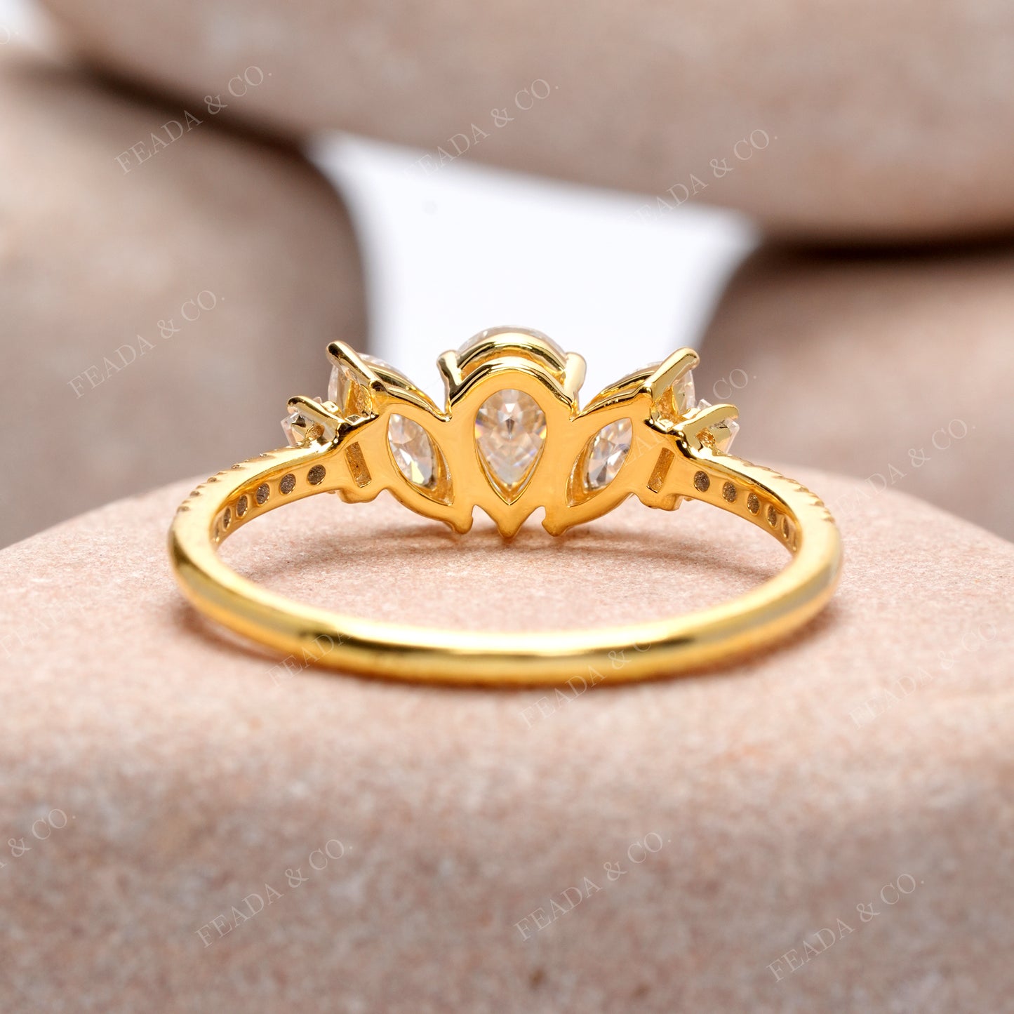 Pear Diamond Premium Three Stone Engagement Ring