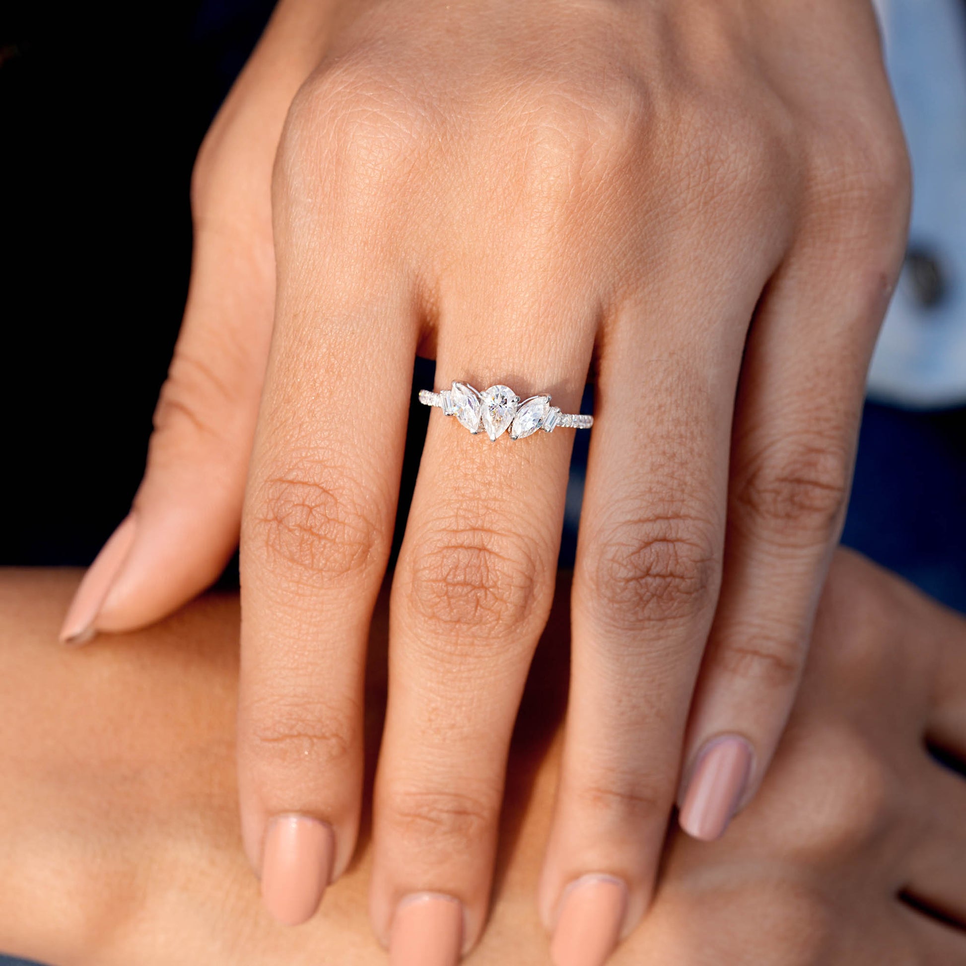 Pear Diamond Premium Three Stone Engagement Ring
