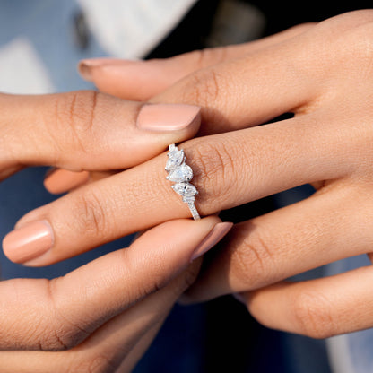 Pear Diamond Premium Three Stone Engagement Ring