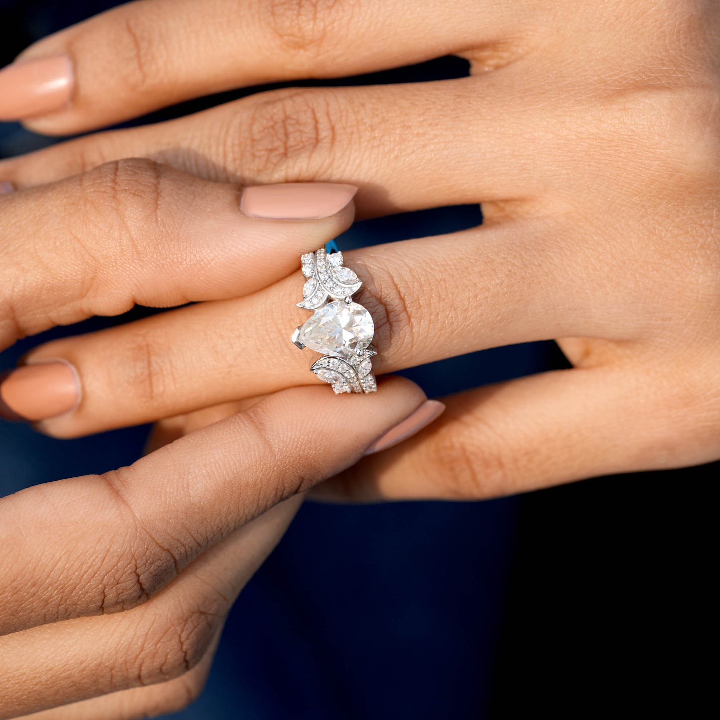 Marquise, Pear, Round Cut Colorless Engagement Ring
