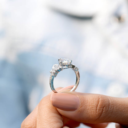 Marquise, Pear, Round Cut Colorless Engagement Ring