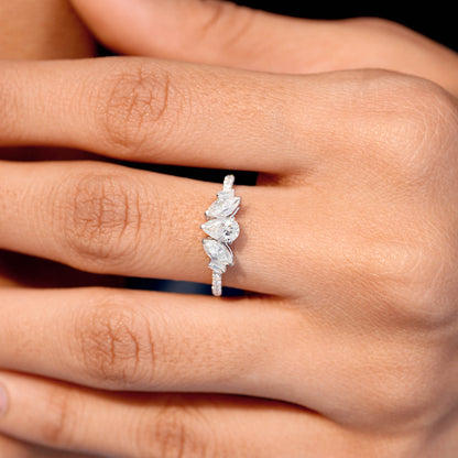 Pear Diamond Premium Three Stone Engagement Ring