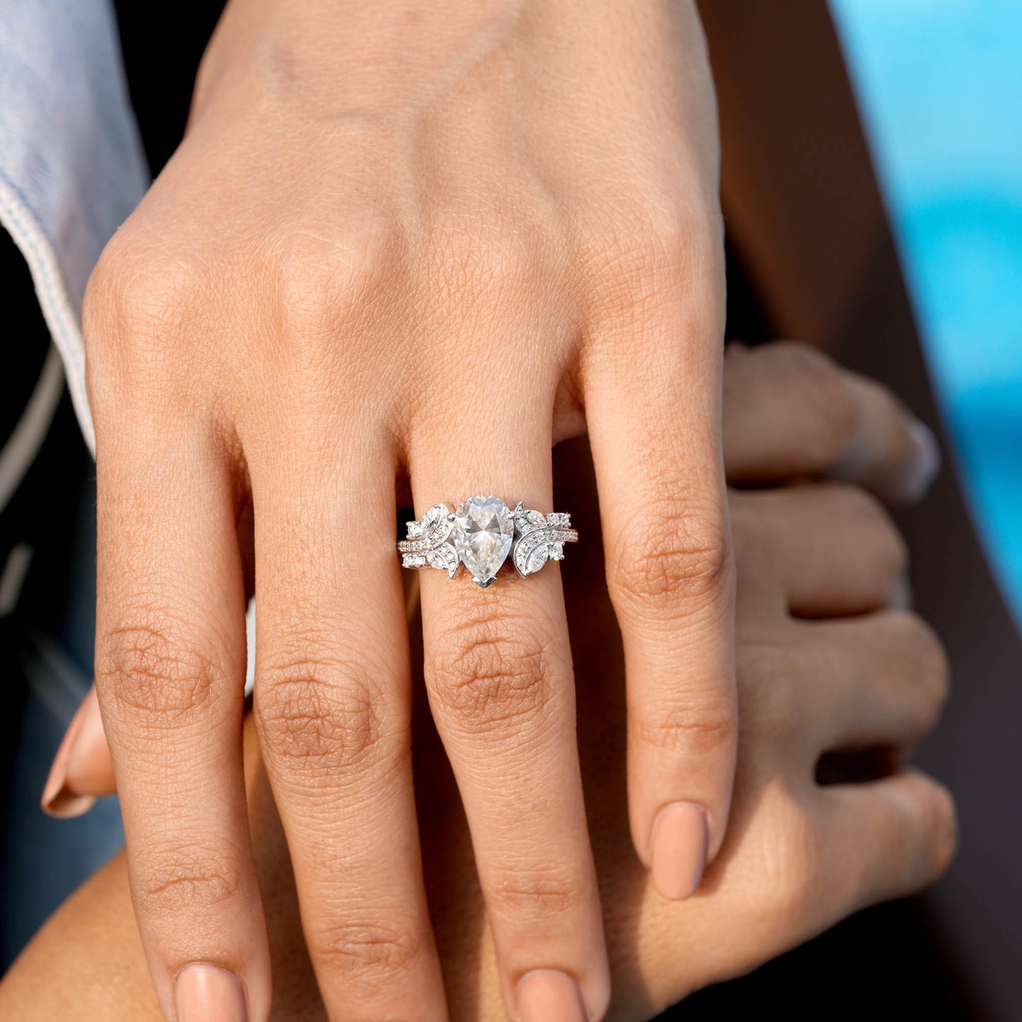 Marquise, Pear, Round Cut Colorless Engagement Ring