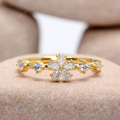 Pear Diamond Premium Floral Ring