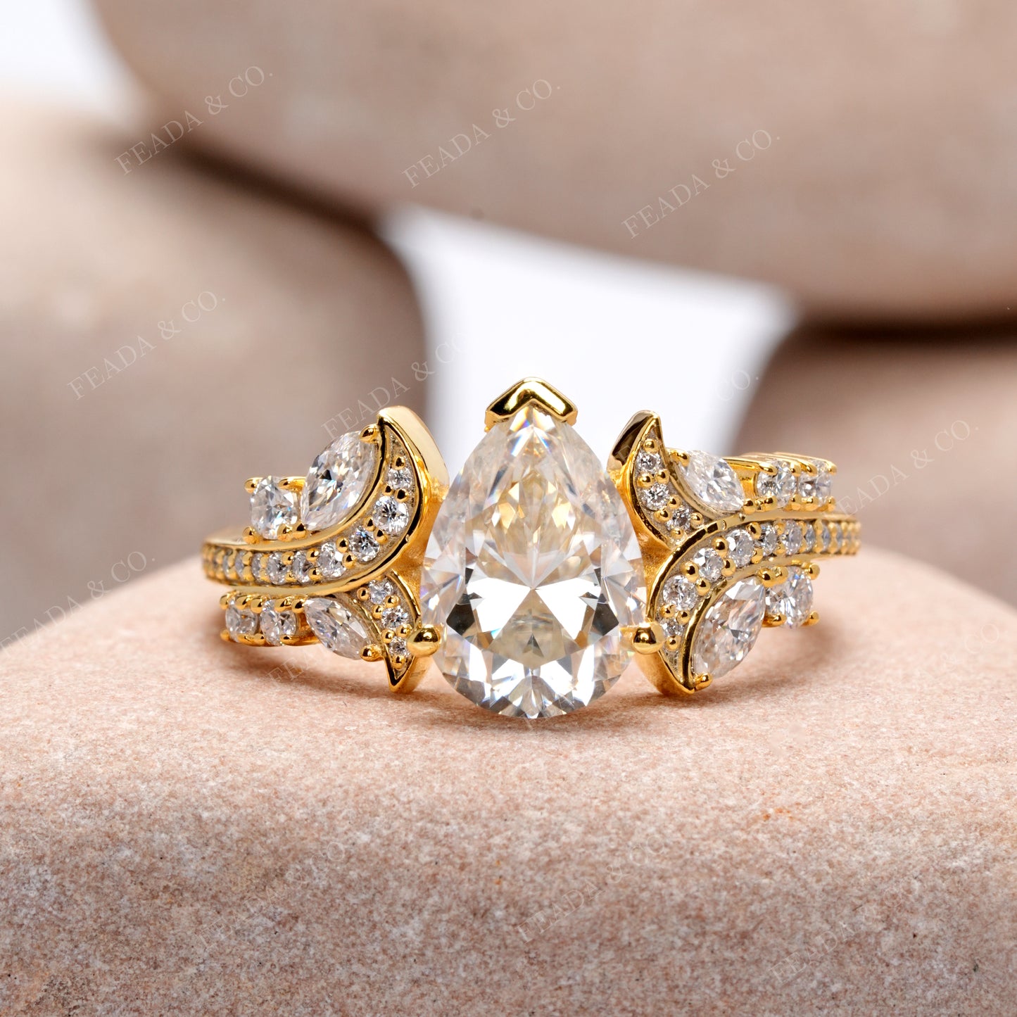 Marquise, Pear, Round Cut Colorless Engagement Ring