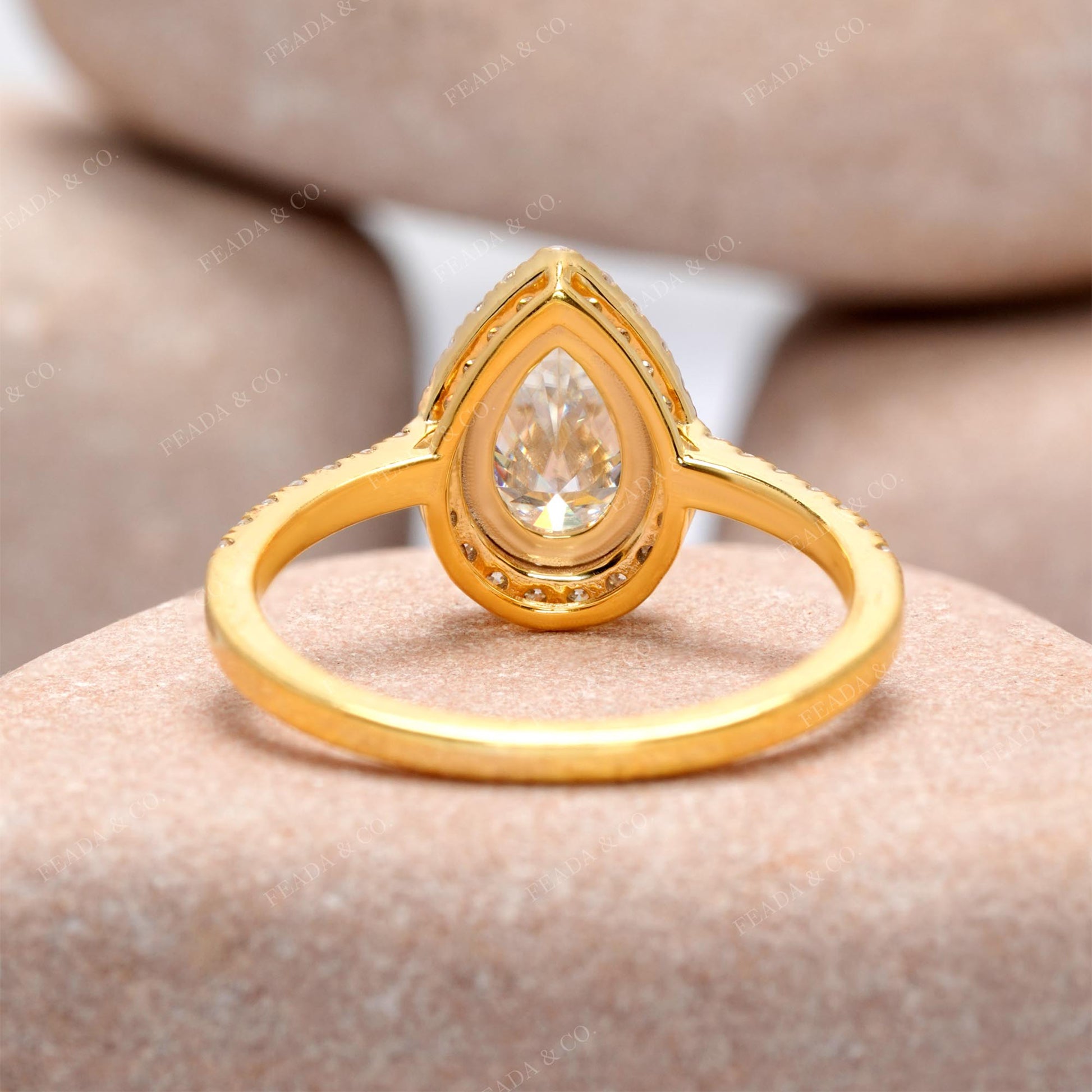 Pear, Round Cut Colorless Engagement Ring