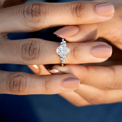 Pear, Round Cut Colorless Engagement Ring
