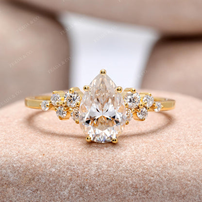 Pear, Round Cut Colorless Engagement Ring