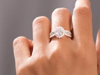 Oval, Round Baguette Cut Colorless Engagement Ring