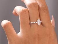 Round, Marquise Cut Colorless Engagement Ring