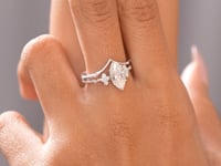 Round, Marquise Cut Colorless Engagement Ring