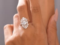 Flower Shape Moissanite Diamond Engagement Ring