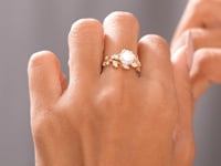 Round, Marquise Cut Colorless Engagement Ring