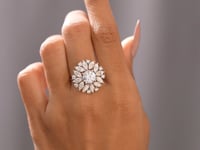 Round, Marquise Cut Colorless Engagement Ring