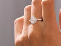 Pear, Round Cut Colorless Engagement Ring
