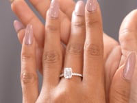 Round, Emerald Cut Colorless Engagement Ring