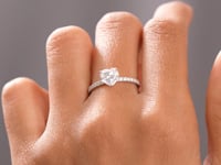 Round, Heart Cut Colorless Engagement Ring