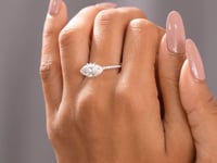 Marquise, Round Cut Colorless Engagement Ring